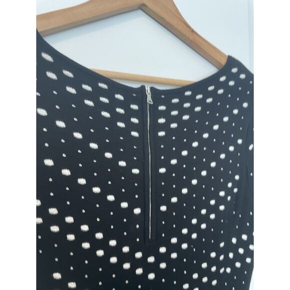 Milly Pointelle Knit Sweater Dress M Black White Fit & Flare Scoop Neck $395 - Picture 5 of 14